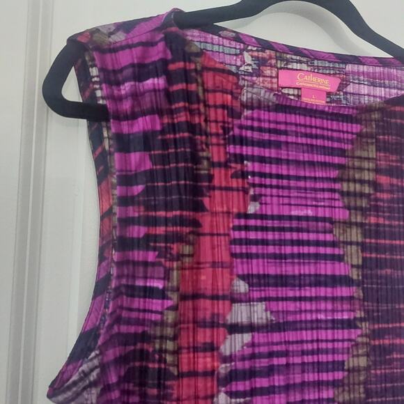CATHERINE MALANDRINO Purple Red Soft Crinkle Top Shirt Size L - Picture 4 of 4